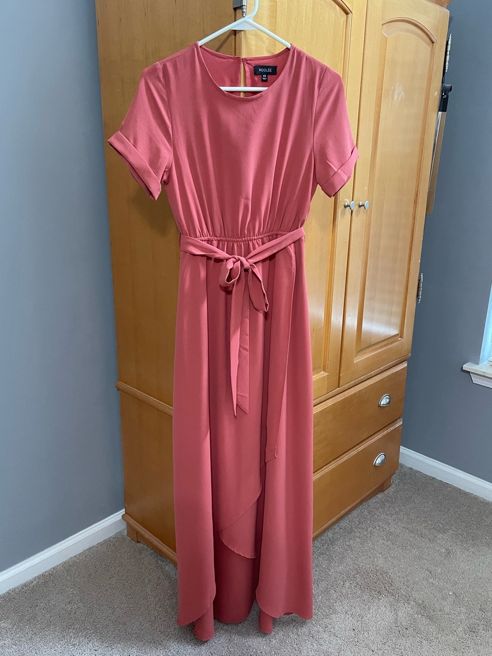 Roolee Dusty Rose Tie-Belt Maxi Dress XS